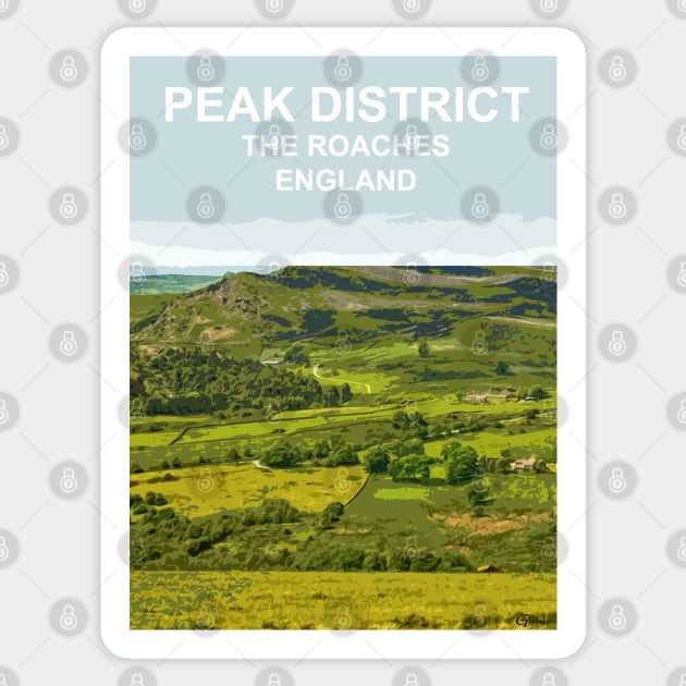 Peak District, The Roaches, Derbyshire Peak District. Travel poster Sticker by BarbaraGlebska